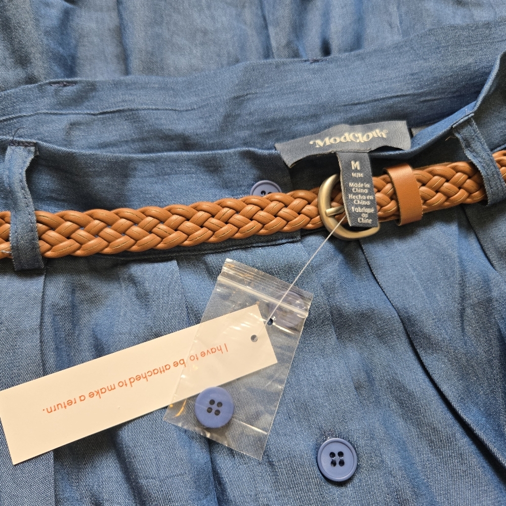 NWT ModCloth Chambray Bookstore's Best Button Front Skirt Size M - Picture 9 of 10